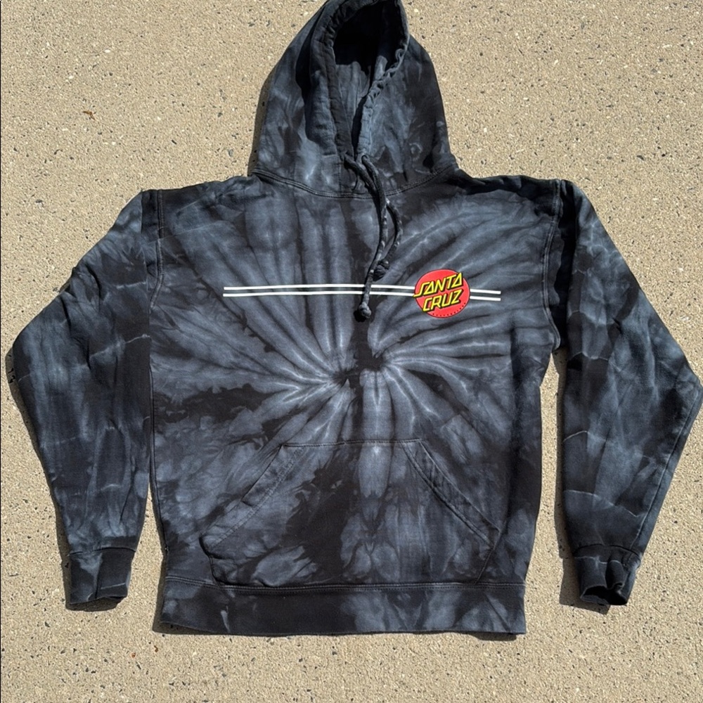 Santa Cruz Tie-Dye Hoodie Skateboard Black Medium